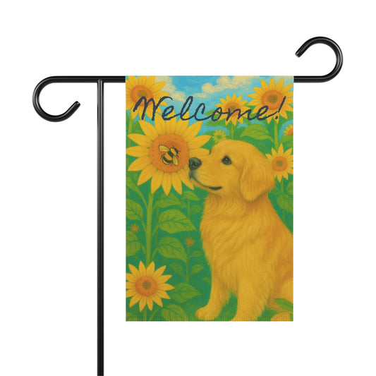 Golden Retriever Sunflower Garden Flag