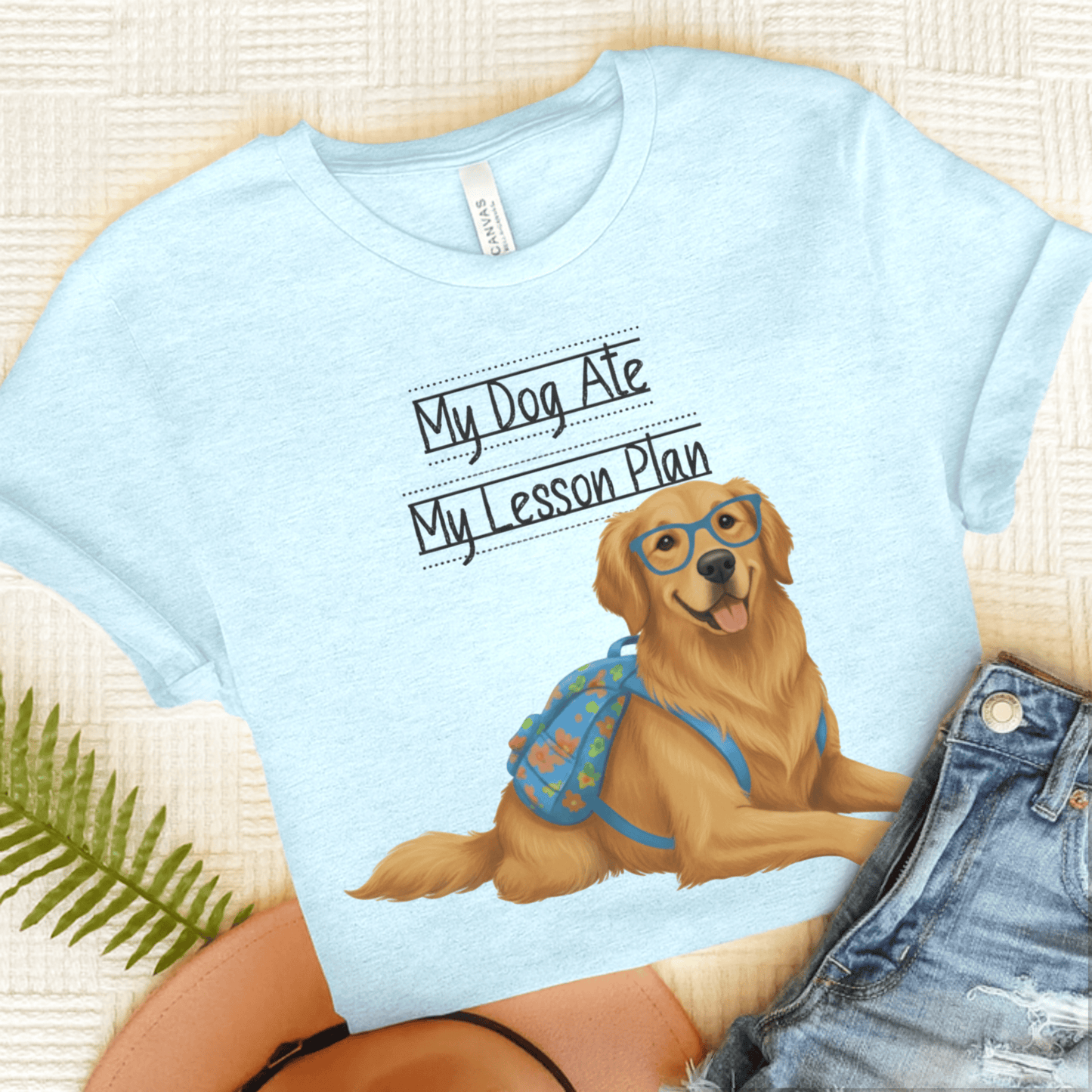 Golden Retriever Teacher Unisex TShirt Heather Ice Blue