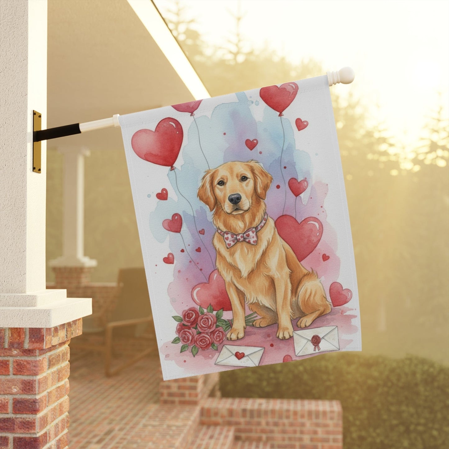 Golden Retriever Valentines Day Garden Yard Flag