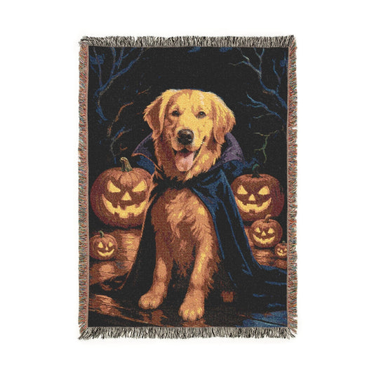 Golden Retriever Vampire Woven Blanket