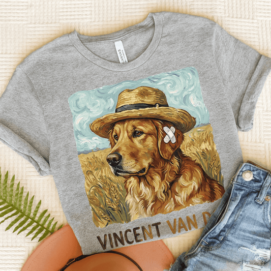 Golden Retriever Van Gogh Dog Unisex Tshirt Athletic Heather