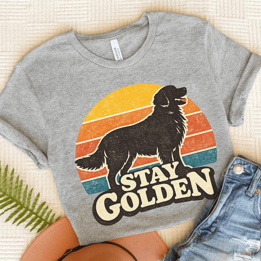 Golden Retriever Vintage Sunrise Unisex Tshirt Athletic Heather