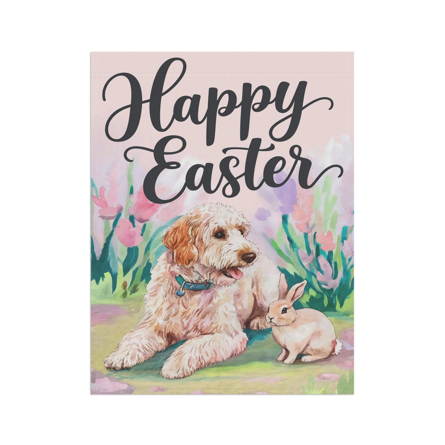 Printify Home Decor Goldendoodle Easter Garden Flag, Front Yard Spring Decor, Gardener Gift