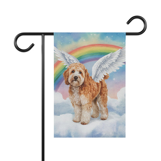 Goldendoodle Rainbow Bridge Garden Flag 12'' × 18''