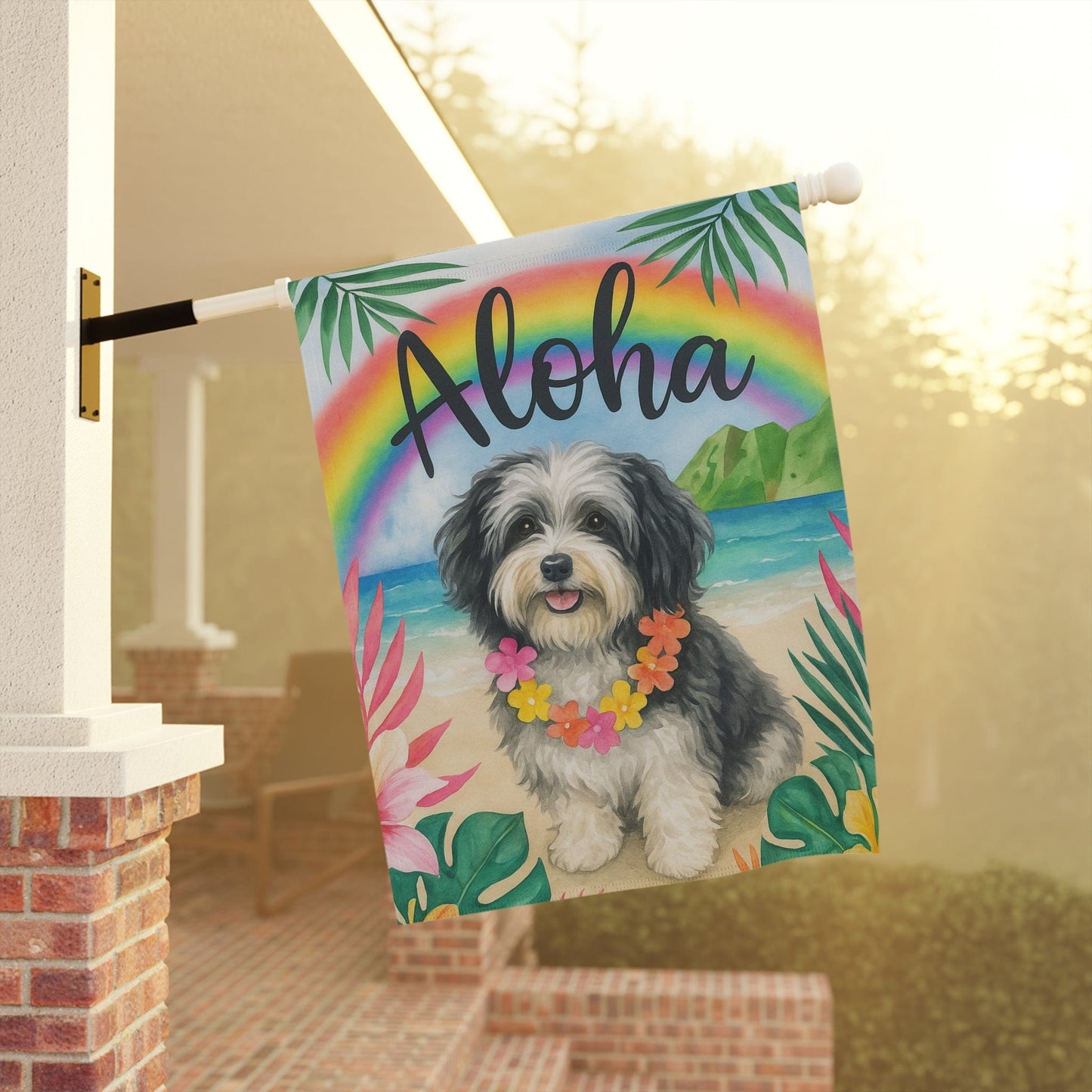 Printify Garden Flag Havanese Dog Aloha Luau Garden Flag