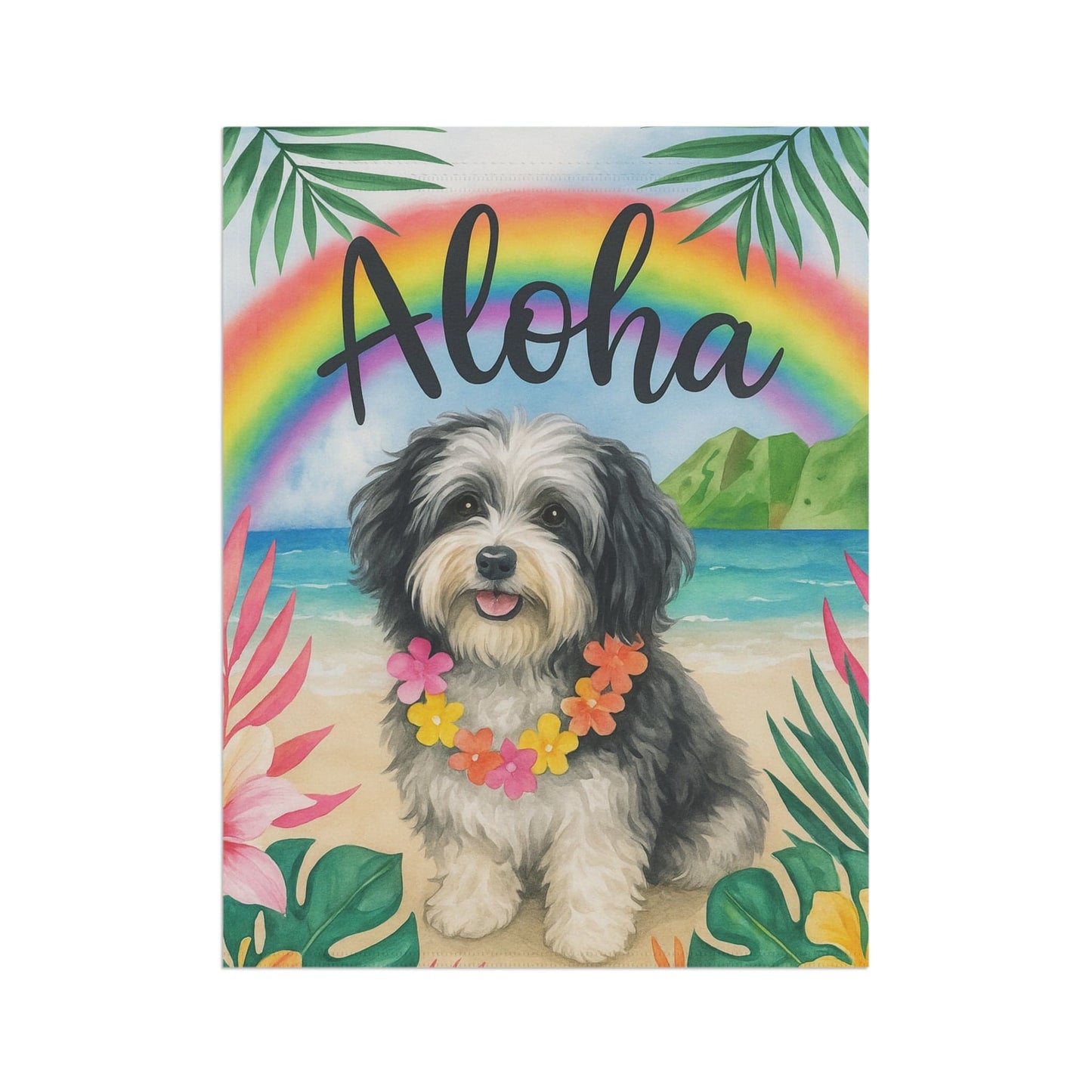 Printify Garden Flag Havanese Dog Aloha Luau Garden Flag
