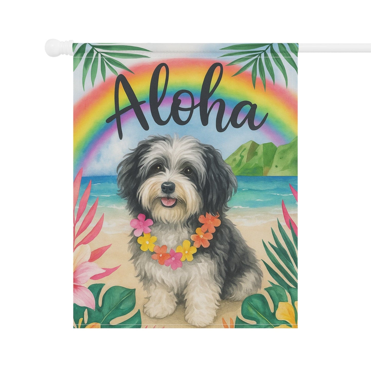 Printify Garden Flag Havanese Dog Aloha Luau Garden Flag