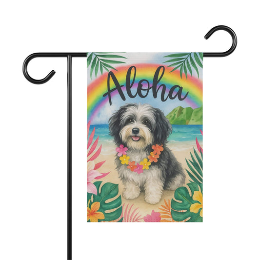 Havanese Dog Aloha Luau Garden Flag