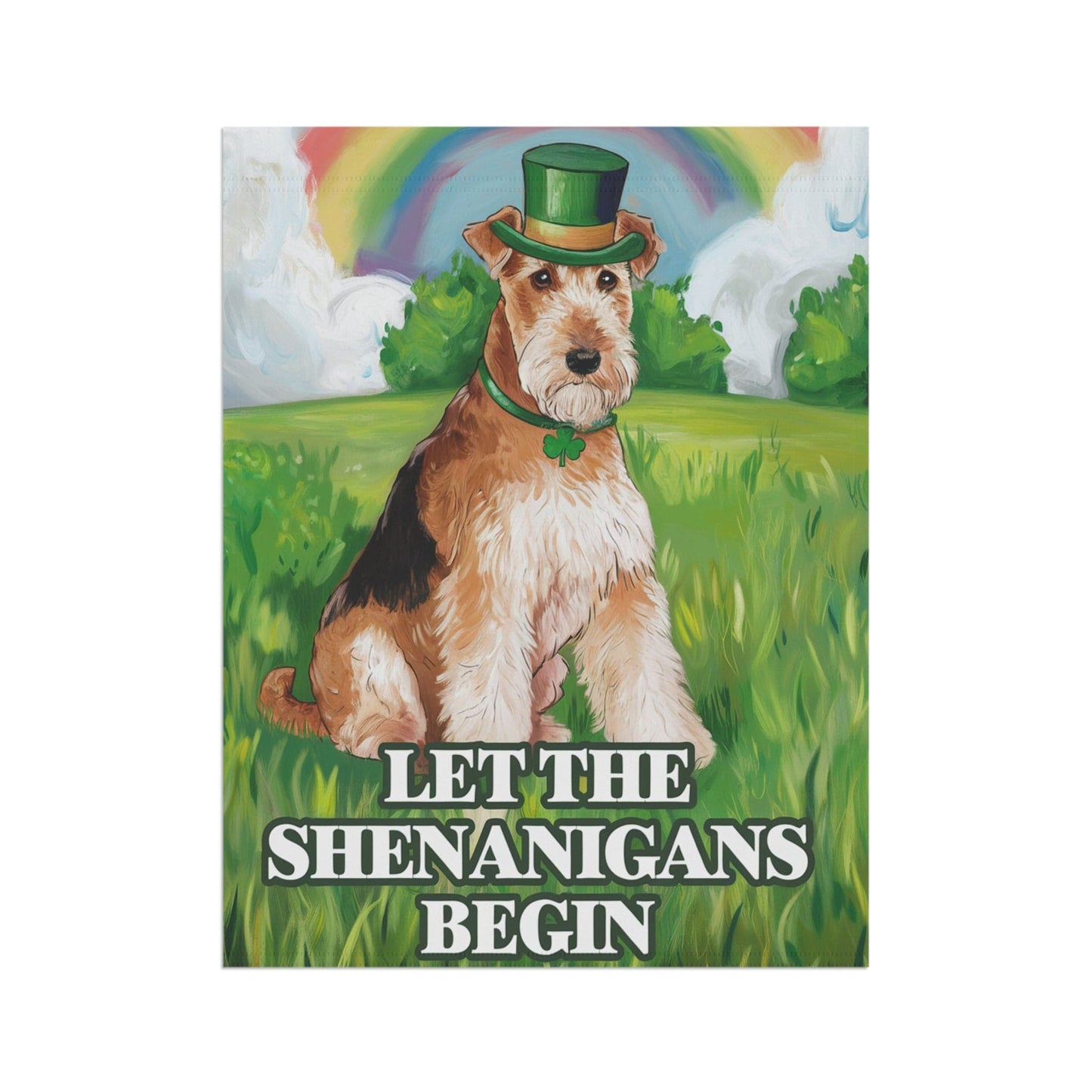 Printify Home Decor Irish Airedale Terrier Garden Flag, Saint Patricks Day Funny Dog Lovers Yard Outside Decor, Spring Shenanigans