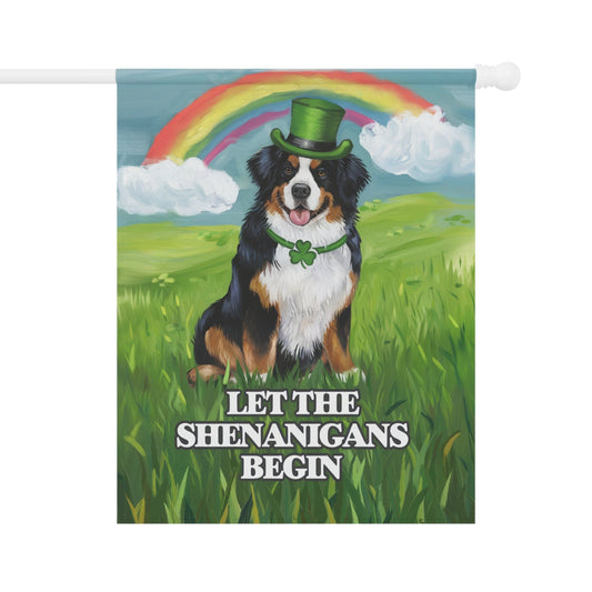 Irish Bernese Mountain Dog Garden Flag, Saint Patricks Day Funny Dog Lovers 24.5'' × 32''