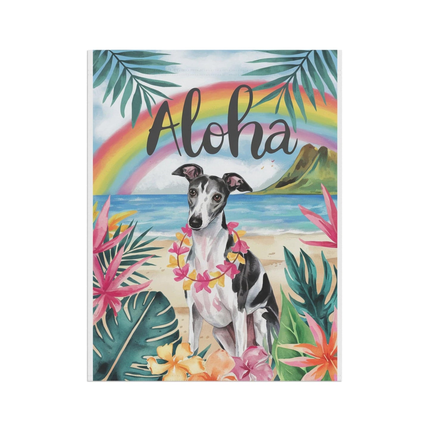 Printify Garden Flag Italian Greyhound Aloha Garden Flag