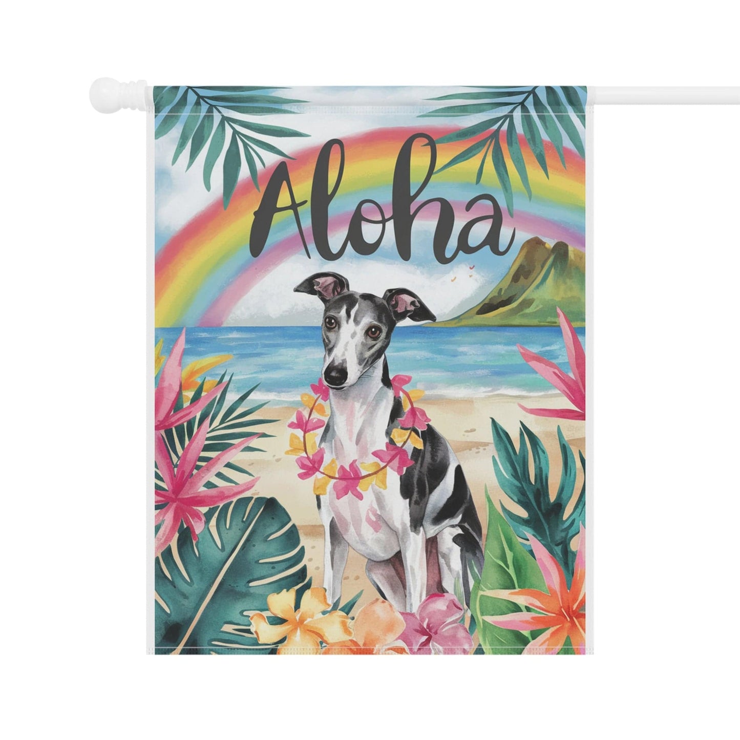 Printify Garden Flag Italian Greyhound Aloha Garden Flag