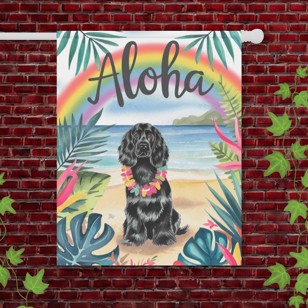 Printify Garden Flag 24.5'' × 32'' Jack Russell Terrier Aloha Luau Garden Flag