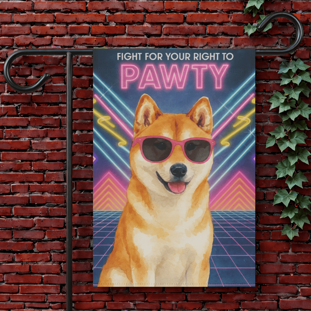 Printify Garden Flag 12'' × 18'' Japanese Akita 1980s Retro Garden Flag
