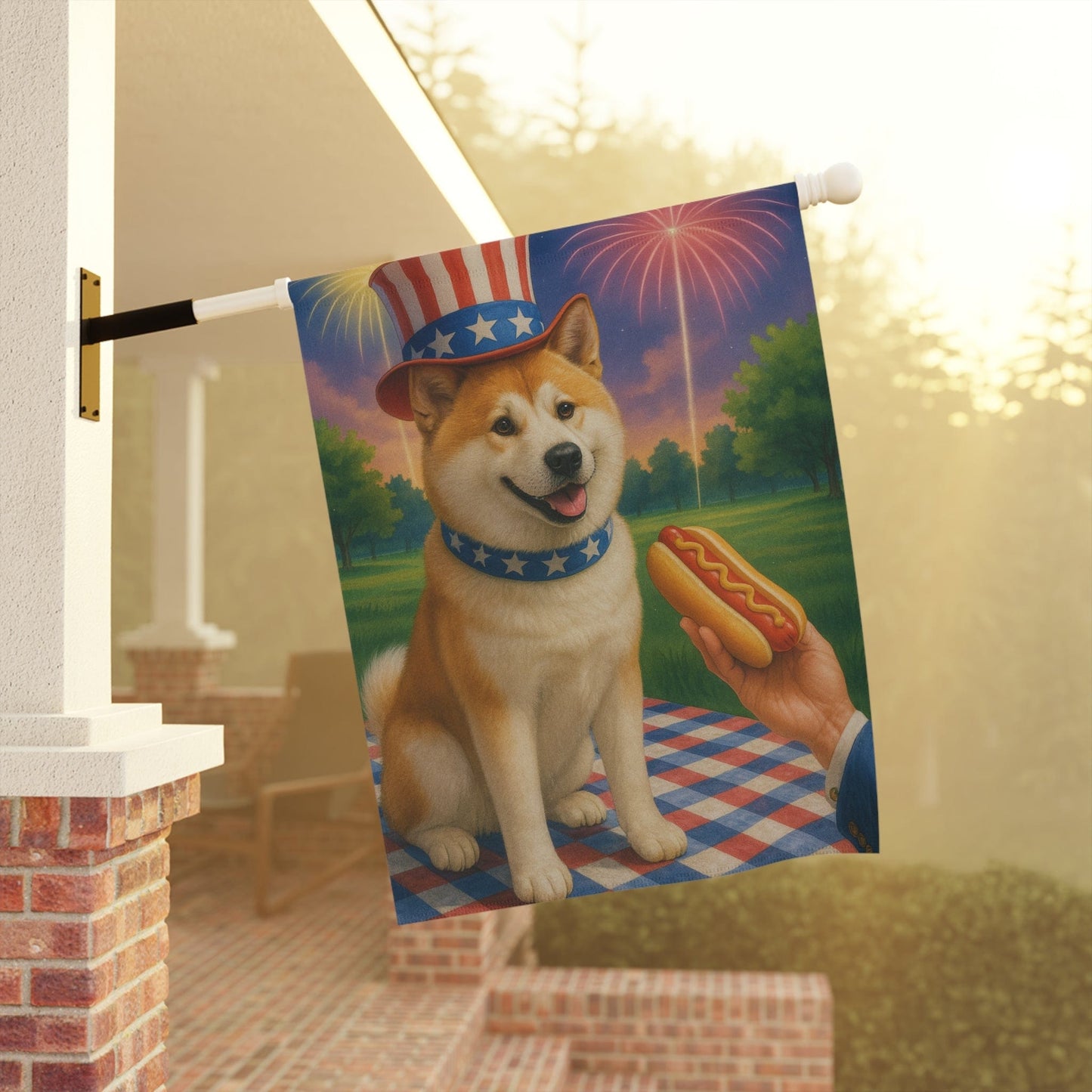 Printify Garden Flag Japanese Akita 4th of July Garden Flag