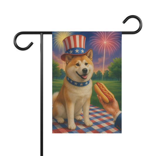 Japanese Akita 4th of July Garden Flag