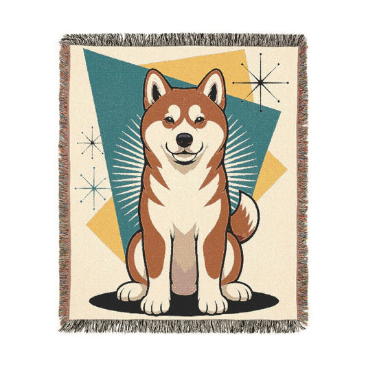 Japanese Akita Atomic Mid Century Modern Throw Blanket