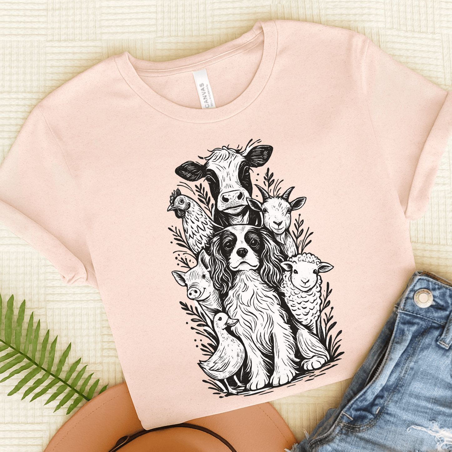 Cavalier Farm Animals Unisex TShirt Soft Pink