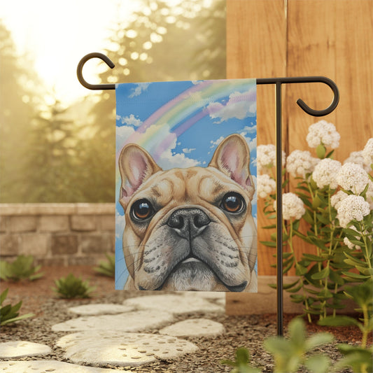 Looking Down Fawn Frenchie Garden Flag
