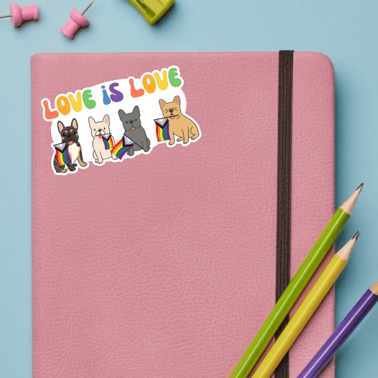 Love is Love Pride Brindle French Bulldog Sticker