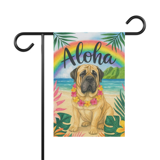 Mastiff Dog Aloha Luau Garden Flag