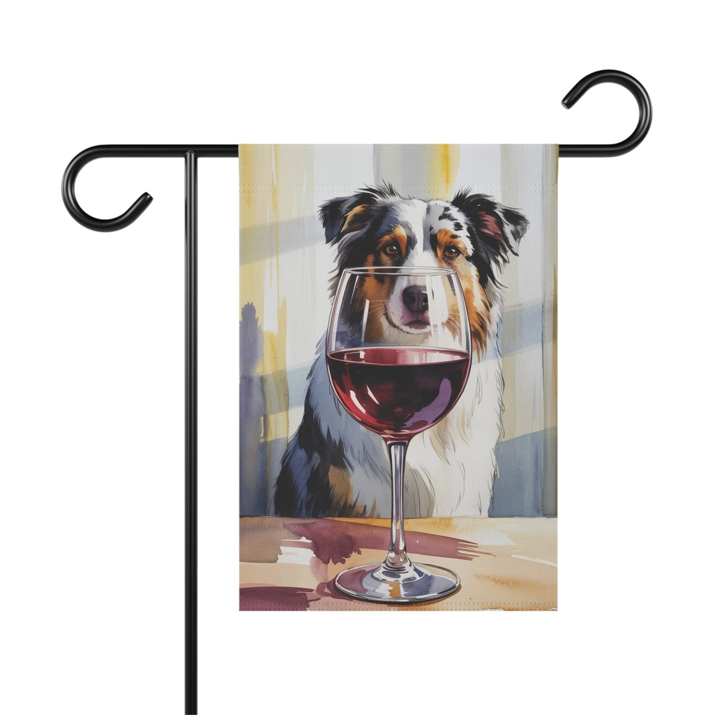 Printify Home Decor 12'' × 18'' Merle Australian Shepherd Wine Garden Flag, Yard Decor, Dog Lover Outdoor Banner, Spring Gardener Housewarming Gift