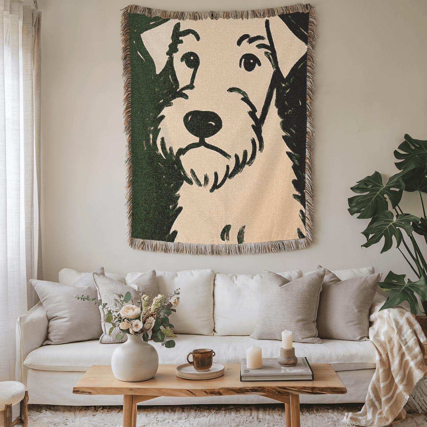 Printify Home Decor Modern Airedale Terrier Dog Portrait, Pet Summer Throw Housewarming, Badly Drawn Home Accent