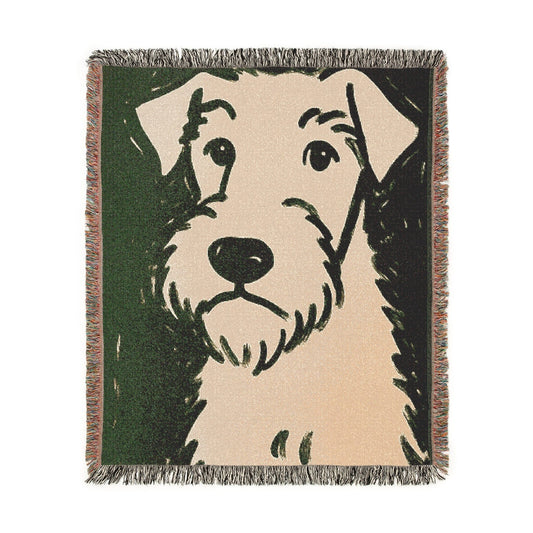 Airedale Terrier Ugly Portrait Woven Blanket