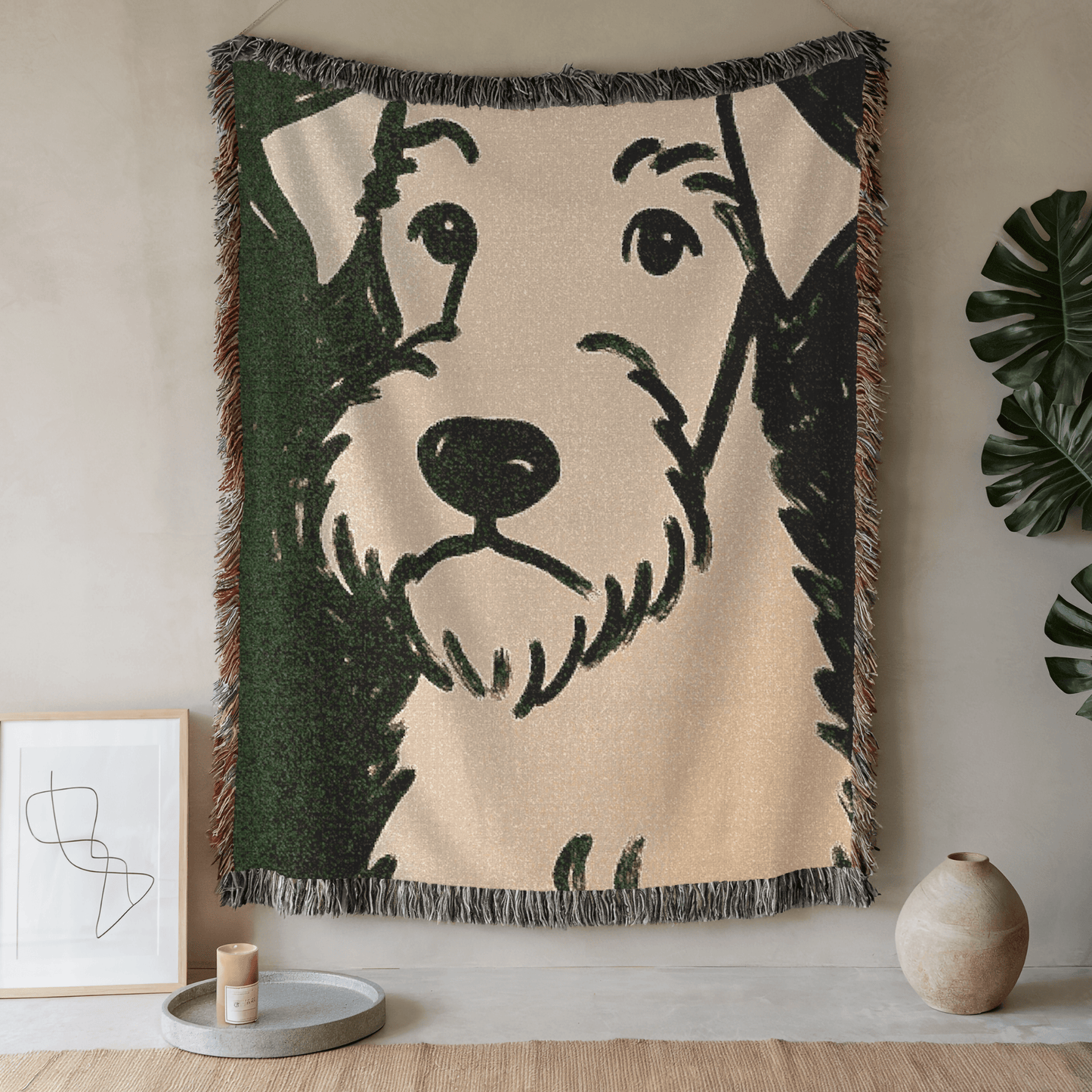 Printify Home Decor Modern Airedale Terrier Dog Portrait, Pet Summer Throw Housewarming, Badly Drawn Home Accent