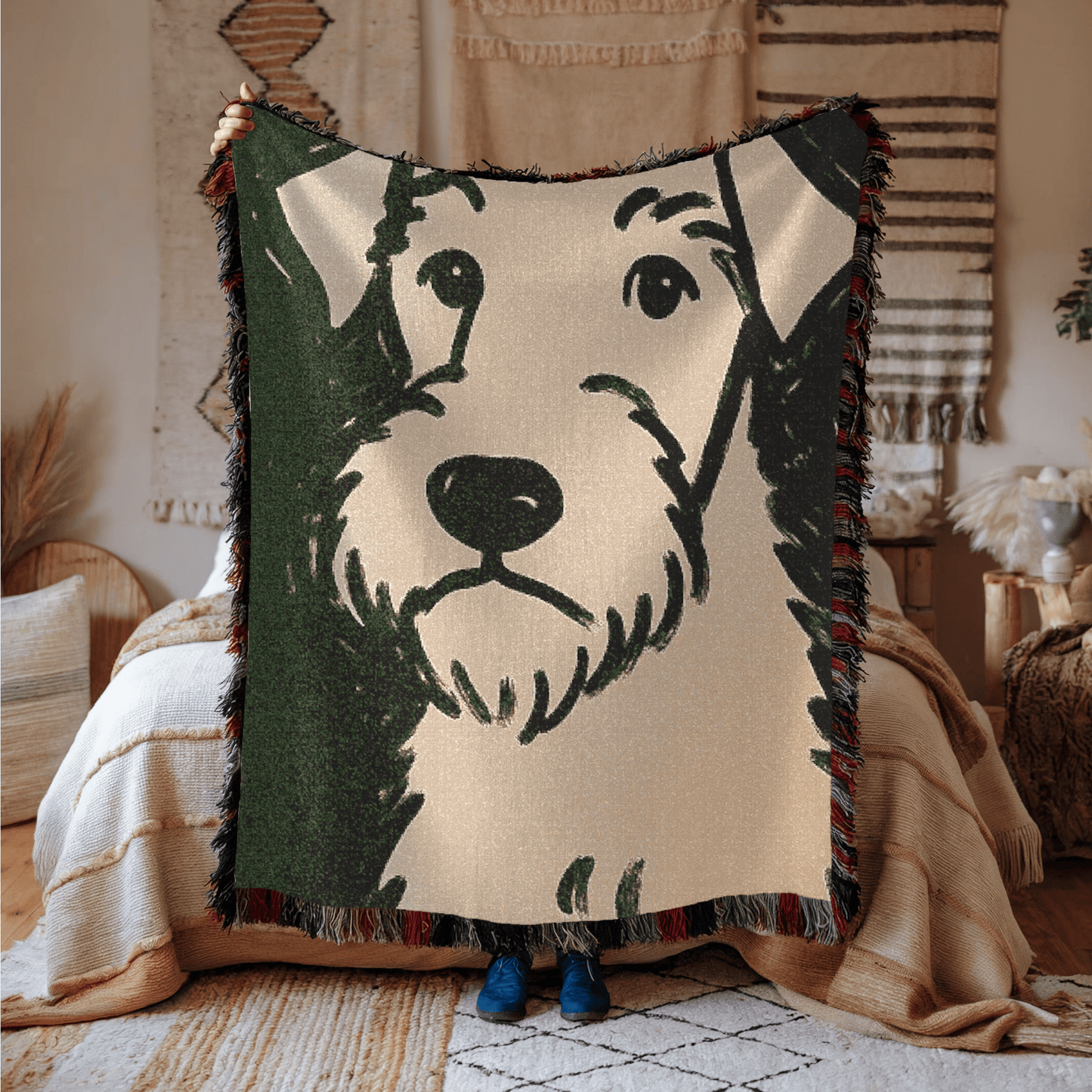 Printify Home Decor Modern Airedale Terrier Dog Portrait, Pet Summer Throw Housewarming, Badly Drawn Home Accent