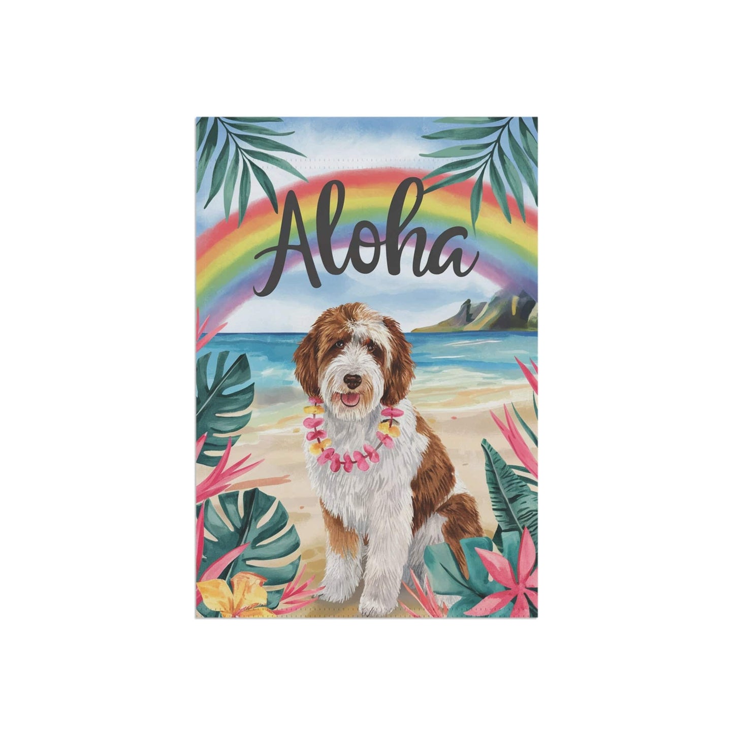 Printify Garden Flag Parti Doodle Dog Aloha Garden Flag