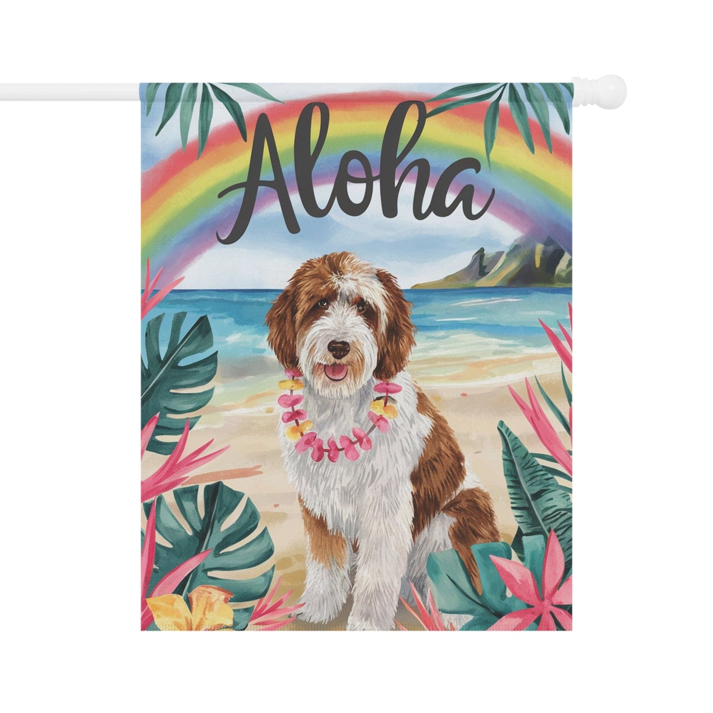 Printify Garden Flag Parti Doodle Dog Aloha Garden Flag
