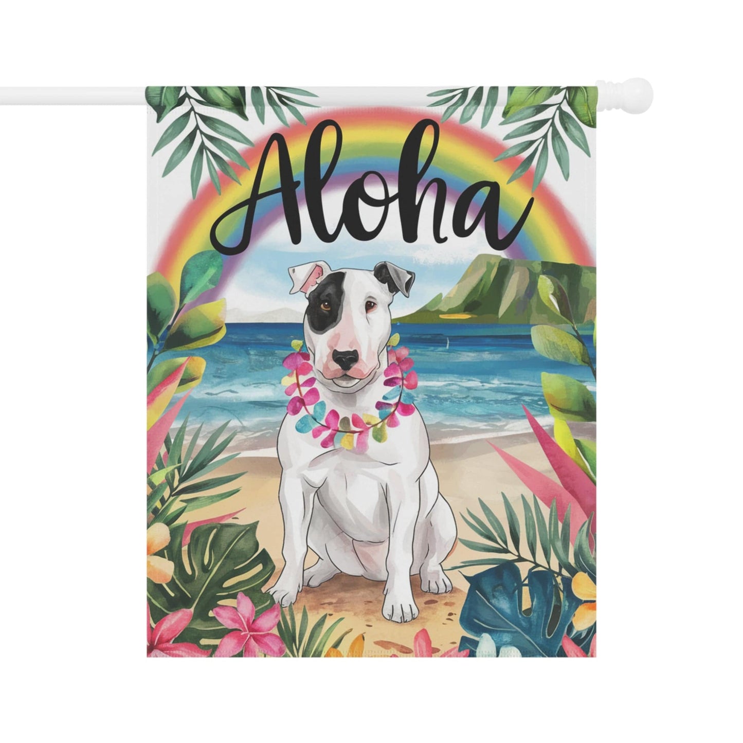Printify Garden Flag Patched Bull Terrier Aloha Garden Flag