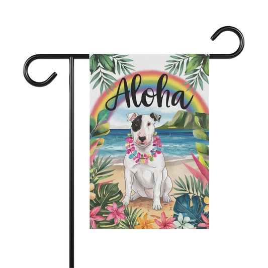 Patched Bull Terrier Aloha Garden Flag