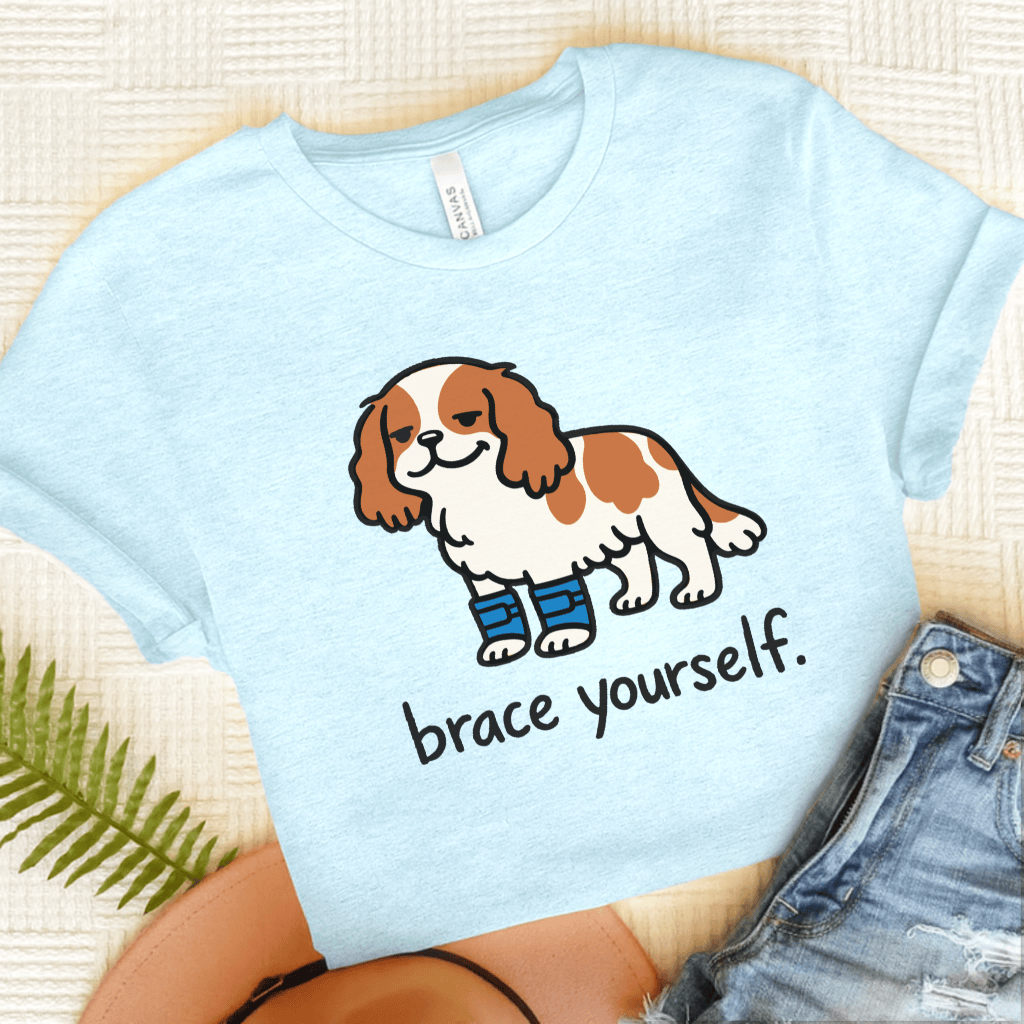 Personalized Cavalier Brace Unisex Tshirt Heather Ice Blue
