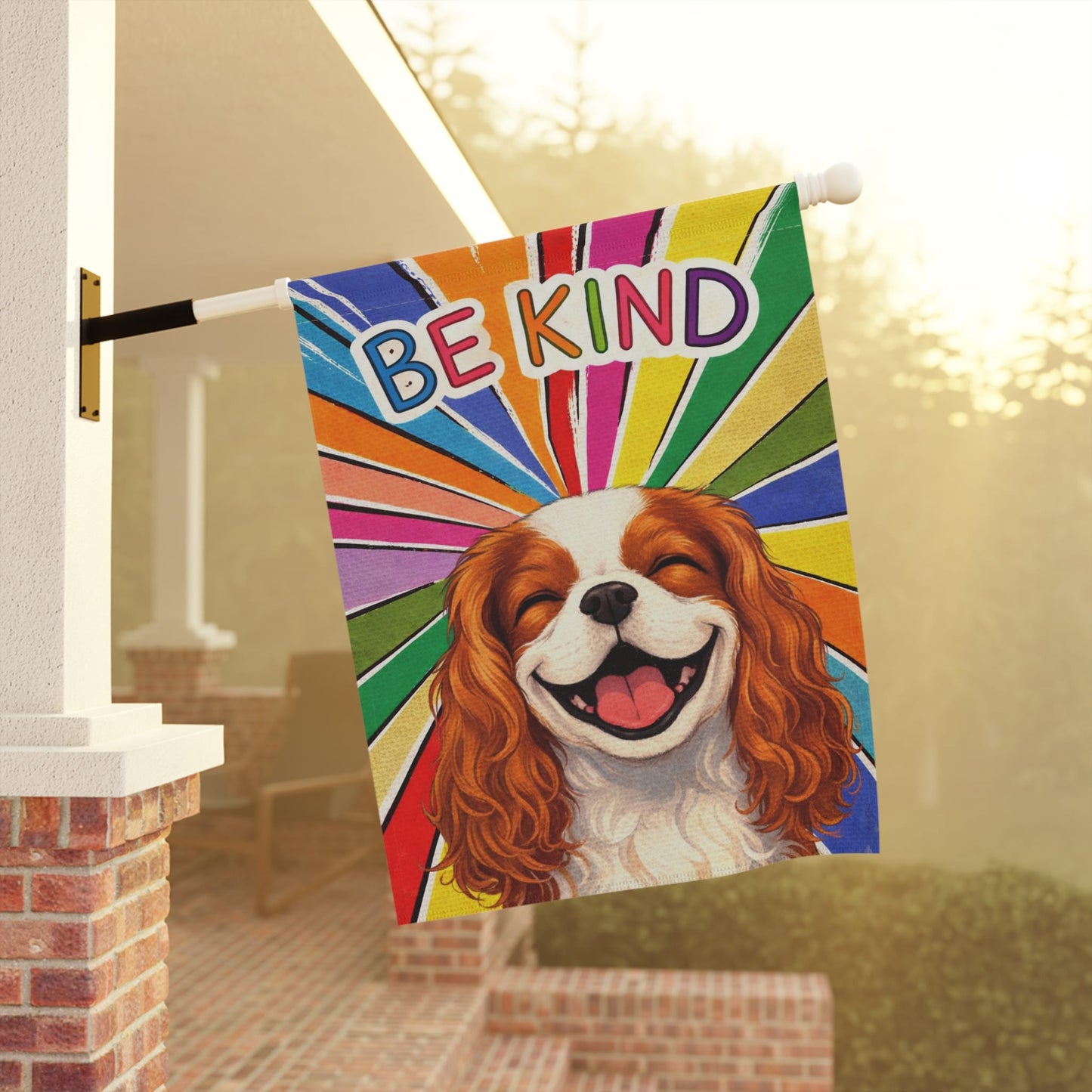 Personalized Cavalier Colorful Be Kind Yard Flag