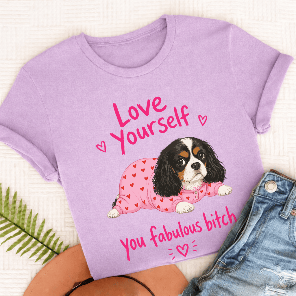 Personalized Cavalier Love Yourself Unisex TShirt Comfort Colors Orchid