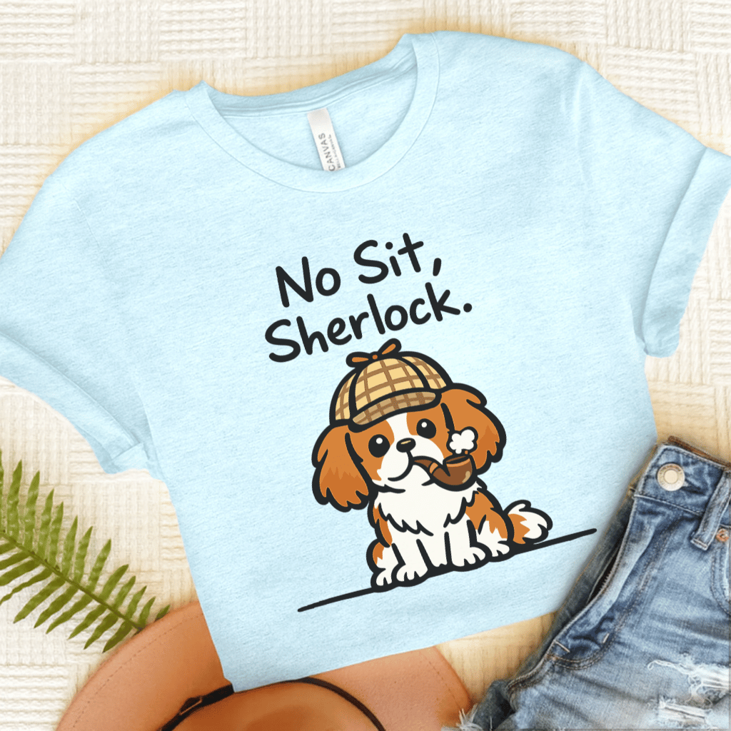 Personalized Cavalier Sherlock Unisex TShirt Heather Ice Blue