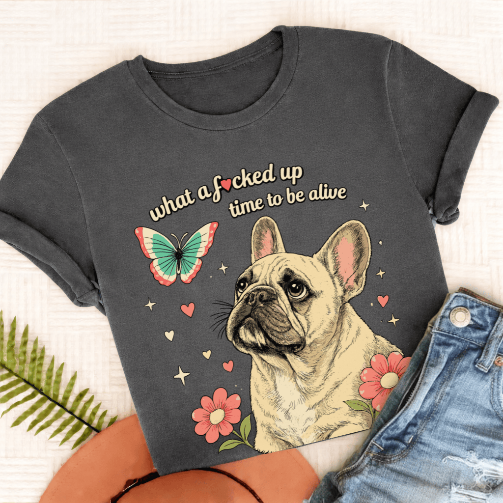 Personalized French Bulldog Crazy Time Unisex TShirt Comfort Colors Pepper