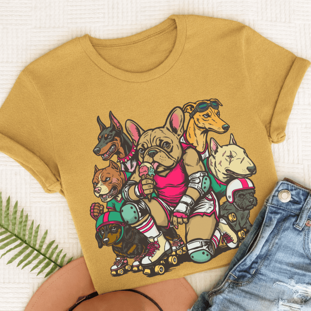 Personalized Frenchie Derby Dogs Unisex TShirt Comfort Colors Mustard
