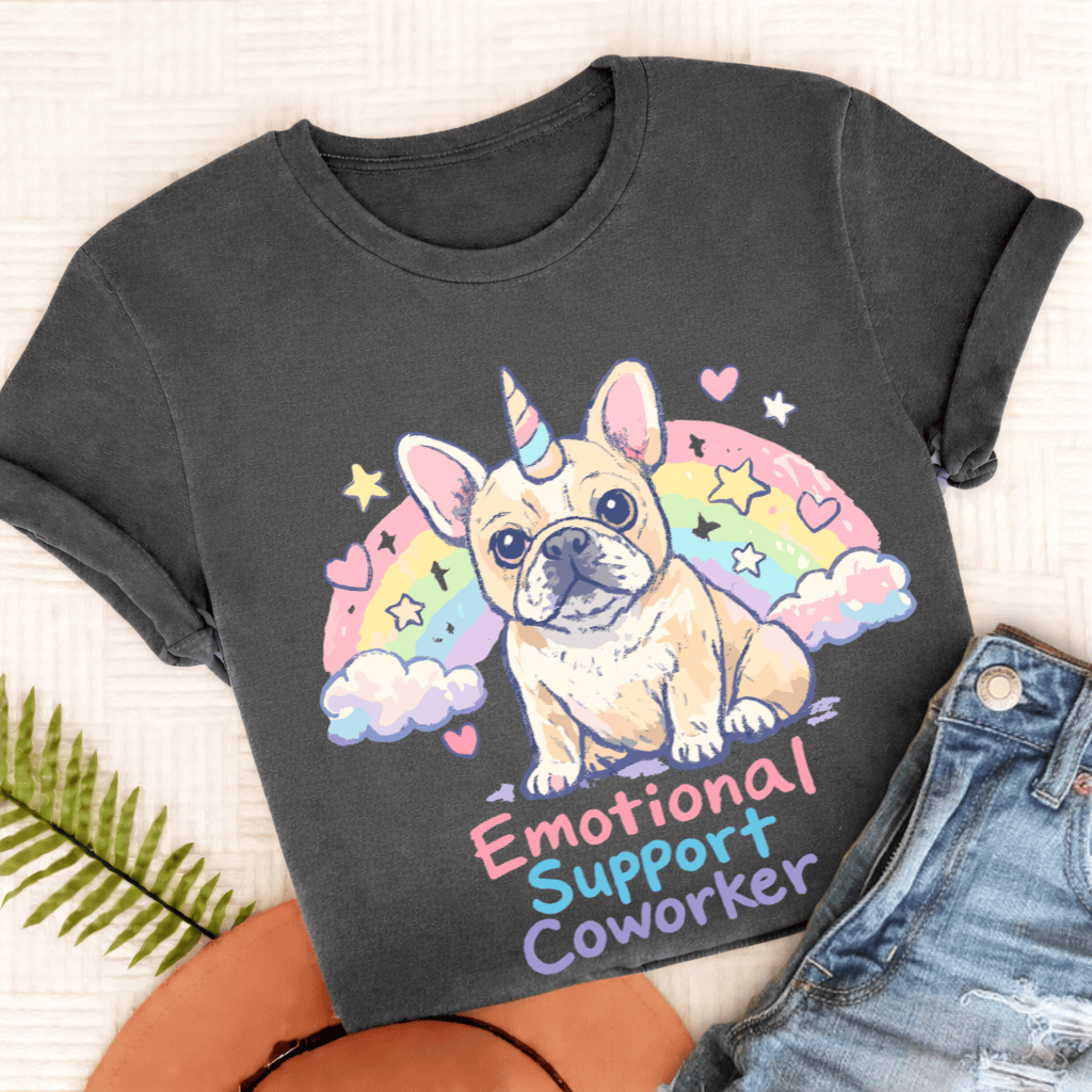 Personalized Frenchie Emotional Coworker Unisex TShirt Comfort Colors Pepper