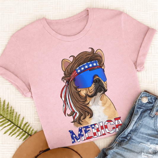 Personalized Frenchie Funny Merica Unisex Tshirt Comfort Colors Blossom