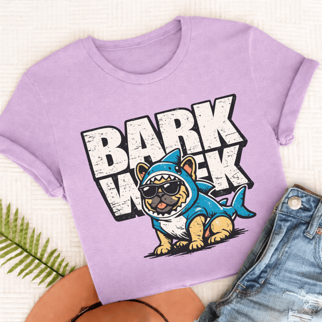 Personalized Frenchie Shark Week Unisex TShirt Comfort Colors Orchid