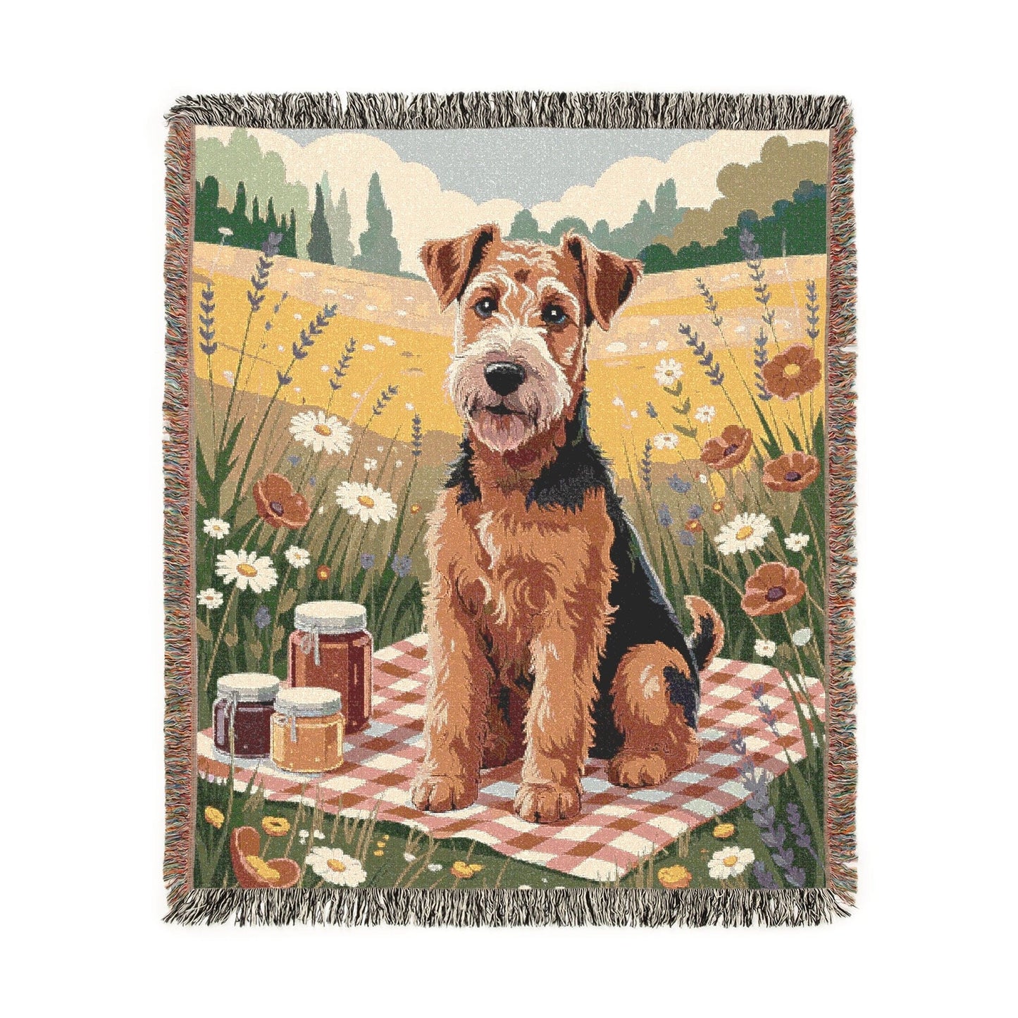 Printify Home Decor Picnic Blanket Airedale Terrier Dog, Pet Summer Throw Housewarming, Fun Home Accent
