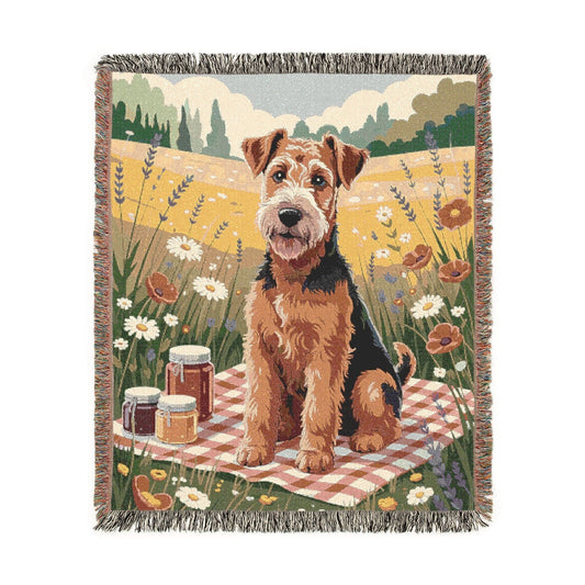 Airedale Terrier Summer Picnic Woven Blanket