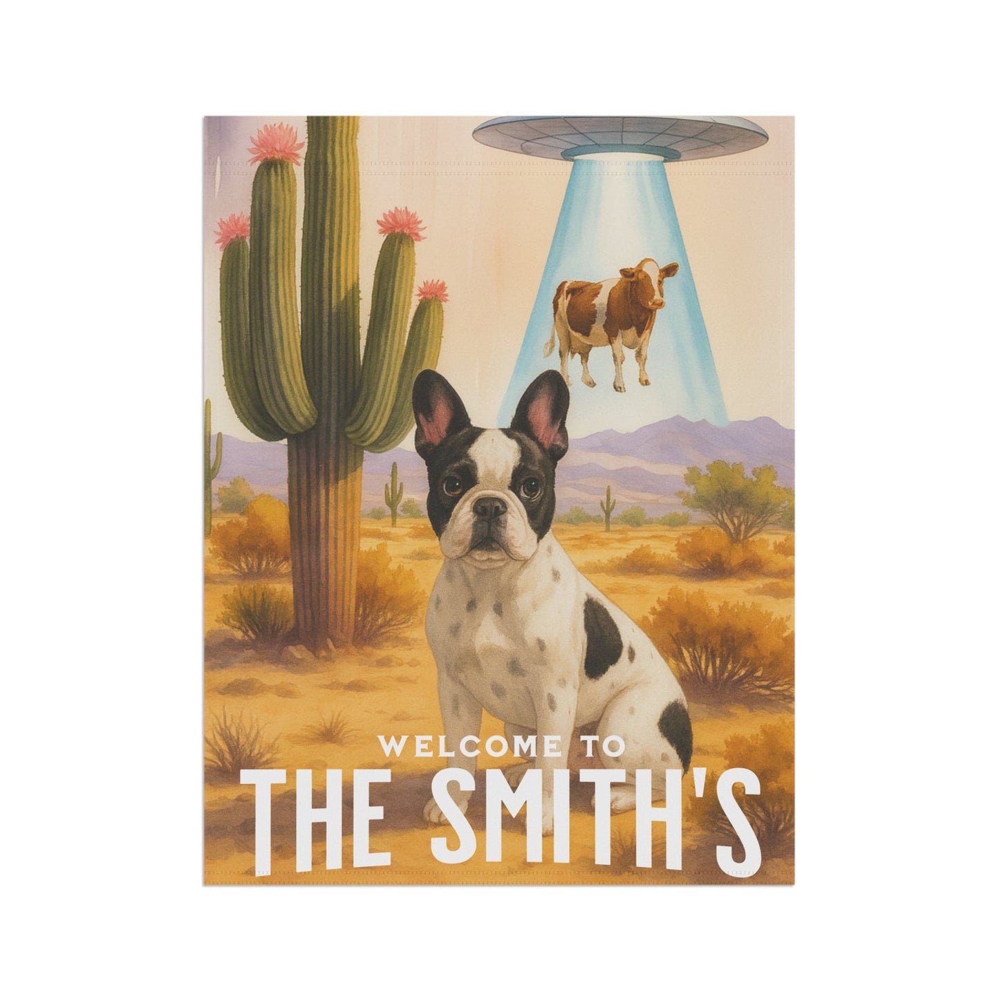 Printify Garden Flag Piebald French Bulldog Aliens Garden Flag