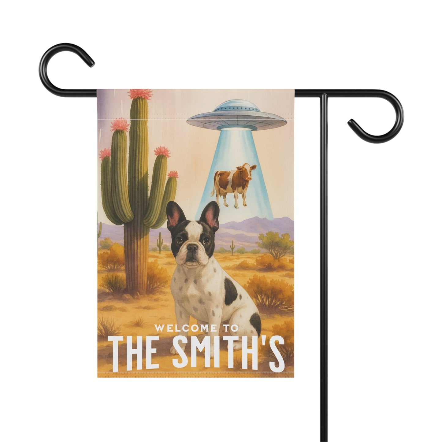 Printify Garden Flag Piebald French Bulldog Aliens Garden Flag