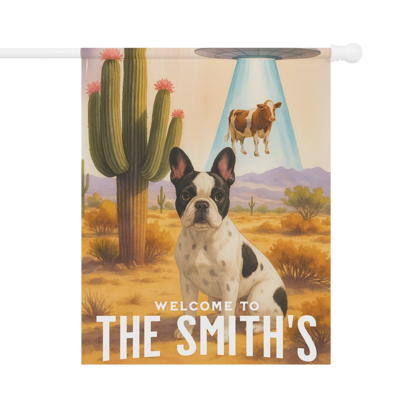 Printify Garden Flag Piebald French Bulldog Aliens Garden Flag