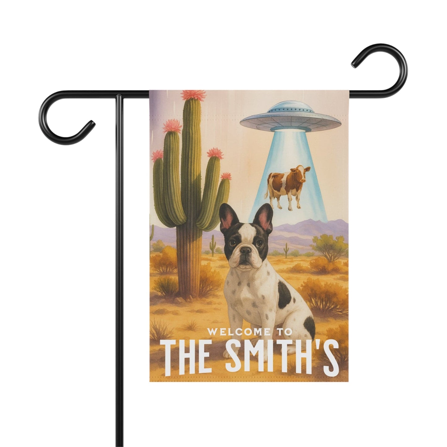 Printify Garden Flag Piebald French Bulldog Aliens Garden Flag