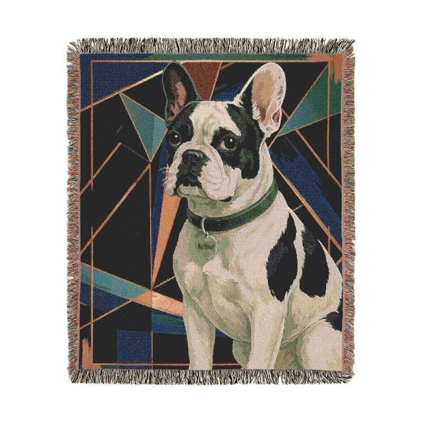 Printify Blanket Piebald French Bulldog Art Deco Woven Blanket